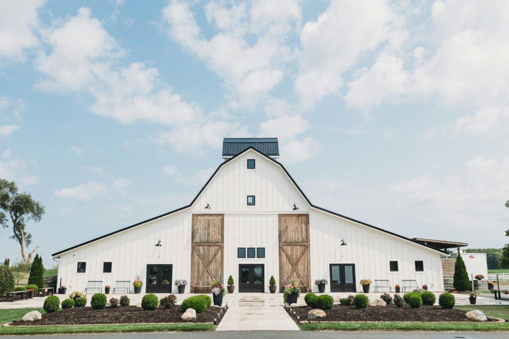 White barn wedding venue.